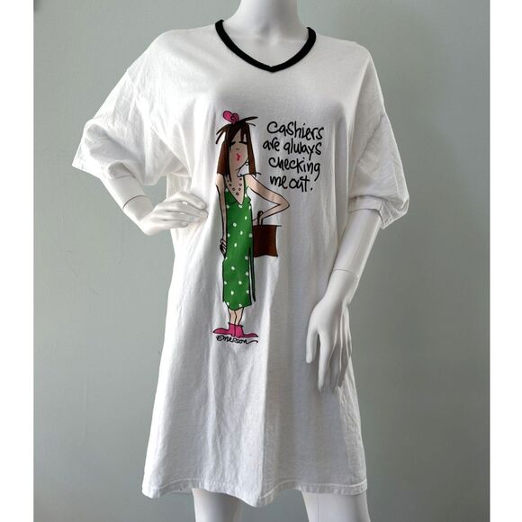 Emerson Street Cashiers Are Always Checking Me Out Nightshirt One Size Shirt - Picture 1 of 8